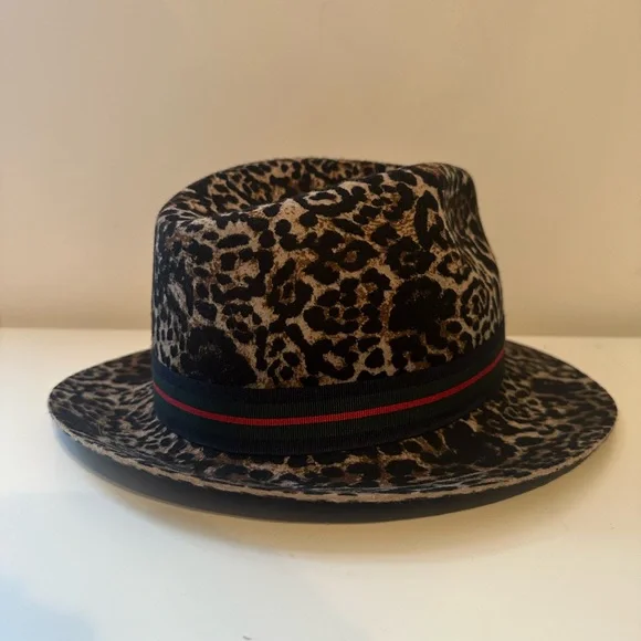Grevi leopard Wool felt fedora Hat Women’s OS Made In Italy